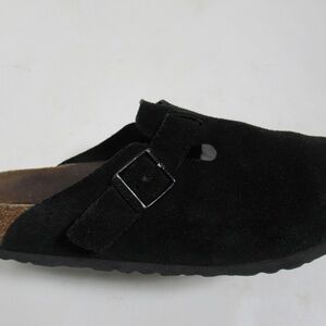 Birkenstock Unisex Boston Soft Footbed Suede Leather Black 7 US M / 9 US L